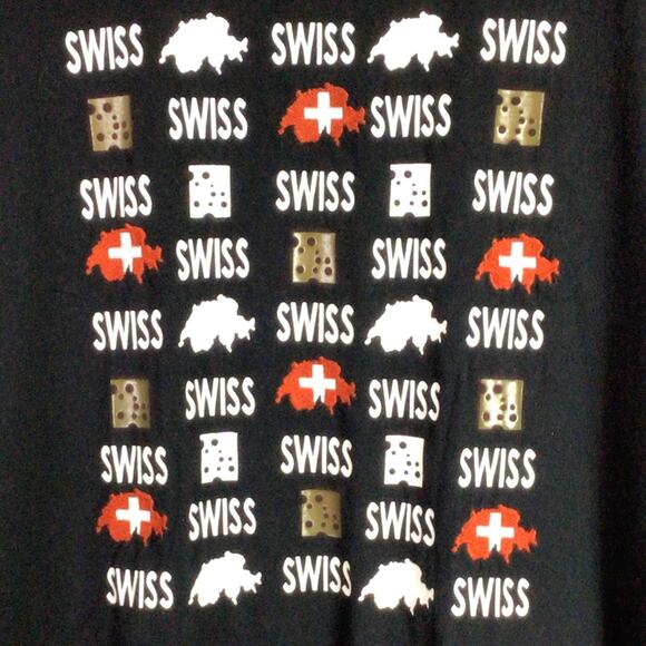 Classic VINTAGE SWISS Switzerland Embroidered Shirt Black L - Picture 2 of 4